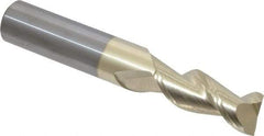 Accupro - 13/32", 1" LOC, 7/16" Shank Diam, 2-3/4" OAL, 2 Flute, Solid Carbide Square End Mill - Single End, ZrN Finish, Spiral Flute, 45° Helix, Centercutting, Right Hand Cut, Right Hand Flute - Eagle Tool & Supply