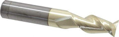 Accupro - 7/16", 1" LOC, 7/16" Shank Diam, 2-3/4" OAL, 2 Flute, Solid Carbide Square End Mill - Single End, ZrN Finish, Spiral Flute, 45° Helix, Centercutting, Right Hand Cut, Right Hand Flute - Eagle Tool & Supply