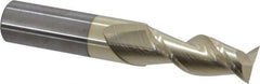 Accupro - 15/32", 1-1/4" LOC, 1/2" Shank Diam, 3" OAL, 2 Flute, Solid Carbide Square End Mill - Single End, ZrN Finish, Spiral Flute, 45° Helix, Centercutting, Right Hand Cut, Right Hand Flute - Eagle Tool & Supply