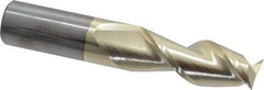 Accupro - 5/8", 1-5/8" LOC, 5/8" Shank Diam, 3-1/2" OAL, 2 Flute, Solid Carbide Square End Mill - Single End, ZrN Finish, Spiral Flute, 45° Helix, Centercutting, Right Hand Cut, Right Hand Flute - Eagle Tool & Supply