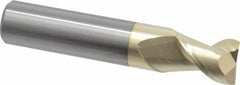 Accupro - 3/4", 1" LOC, 3/4" Shank Diam, 4" OAL, 2 Flute, Solid Carbide Square End Mill - Single End, ZrN Finish, Spiral Flute, 45° Helix, Centercutting, Right Hand Cut, Right Hand Flute - Eagle Tool & Supply