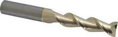 Accupro - 3/4", 3" LOC, 3/4" Shank Diam, 6" OAL, 2 Flute, Solid Carbide Square End Mill - Single End, ZrN Finish, Spiral Flute, 45° Helix, Centercutting, Right Hand Cut, Right Hand Flute - Eagle Tool & Supply