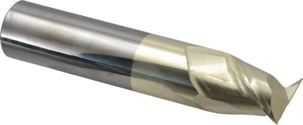 Accupro - 1", 1-1/4" LOC, 1" Shank Diam, 5" OAL, 2 Flute, Solid Carbide Square End Mill - Single End, ZrN Finish, Spiral Flute, 45° Helix, Centercutting, Right Hand Cut, Right Hand Flute - Eagle Tool & Supply