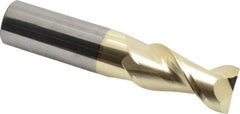 Accupro - 1", 2" LOC, 1" Shank Diam, 5" OAL, 2 Flute, Solid Carbide Square End Mill - Single End, ZrN Finish, Spiral Flute, 45° Helix, Centercutting, Right Hand Cut, Right Hand Flute - Eagle Tool & Supply