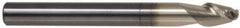 Accupro - 12mm Diam, 32mm LOC, 2 Flute Solid Carbide Ball End Mill - ZrN Finish, Single End, 75mm OAL, 12mm Shank Diam, Spiral Flute - Eagle Tool & Supply
