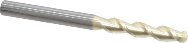 Accupro - 1/4" Diam, 1-1/4" LOC, 2 Flute Solid Carbide Ball End Mill - ZrN Finish, Single End, 3" OAL, 1/4" Shank Diam, Spiral Flute - Eagle Tool & Supply