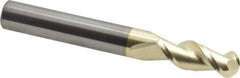 Accupro - 5/16" Diam, 13/16" LOC, 2 Flute Solid Carbide Ball End Mill - ZrN Finish, Single End, 2-1/2" OAL, 5/16" Shank Diam, Spiral Flute - Eagle Tool & Supply