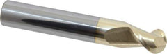 Accupro - 7/16" Diam, 9/16" LOC, 2 Flute Solid Carbide Ball End Mill - ZrN Finish, Single End, 2-3/4" OAL, 7/16" Shank Diam, Spiral Flute - Eagle Tool & Supply