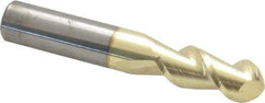 Accupro - 7/16" Diam, 1" LOC, 2 Flute Solid Carbide Ball End Mill - ZrN Finish, Single End, 2-3/4" OAL, 7/16" Shank Diam, Spiral Flute - Eagle Tool & Supply