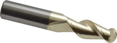 Accupro - 1/2" Diam, 1-1/4" LOC, 2 Flute Solid Carbide Ball End Mill - ZrN Finish, Single End, 3" OAL, 1/2" Shank Diam, Spiral Flute - Eagle Tool & Supply