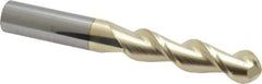 Accupro - 1/2" Diam, 2" LOC, 2 Flute Solid Carbide Ball End Mill - ZrN Finish, Single End, 4" OAL, 1/2" Shank Diam, Spiral Flute - Eagle Tool & Supply