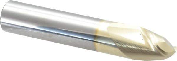 Accupro - 5/8" Diam, 3/4" LOC, 2 Flute Solid Carbide Ball End Mill - ZrN Finish, Single End, 3-1/2" OAL, 5/8" Shank Diam, Spiral Flute - Eagle Tool & Supply