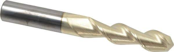 Accupro - 5/8" Diam, 2-1/2" LOC, 2 Flute Solid Carbide Ball End Mill - ZrN Finish, Single End, 5" OAL, 5/8" Shank Diam, Spiral Flute - Eagle Tool & Supply