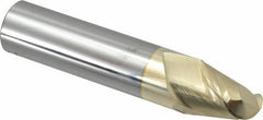 Accupro - 1" Diam, 1-1/4" LOC, 2 Flute Solid Carbide Ball End Mill - ZrN Finish, Single End, 5" OAL, 1" Shank Diam, Spiral Flute - Eagle Tool & Supply