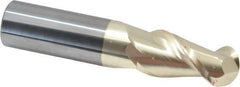 Accupro - 1" Diam, 2" LOC, 2 Flute Solid Carbide Ball End Mill - ZrN Finish, Single End, 5" OAL, 1" Shank Diam, Spiral Flute - Eagle Tool & Supply