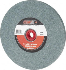 Camel Grinding Wheels - 100 Grit Silicon Carbide Bench & Pedestal Grinding Wheel - 6" Diam x 1" Hole x 1/2" Thick, 4456 Max RPM, I Hardness, Fine Grade , Vitrified Bond - Eagle Tool & Supply