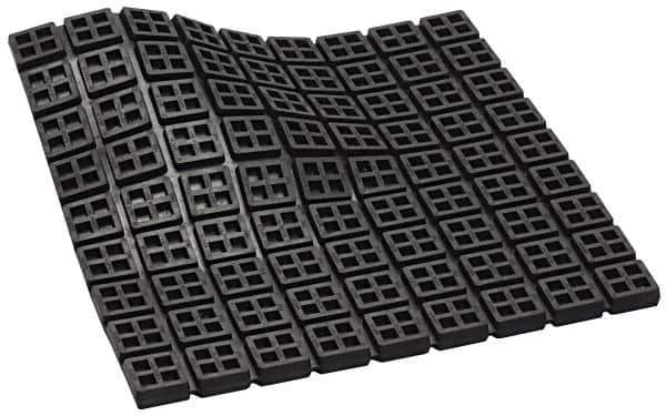 Mason Ind. - 4" Long x 4" Wide x 3/4" Thick, Rubber, Machinery Leveling Pad & Mat - 720 Lb Max Load, Black - Eagle Tool & Supply