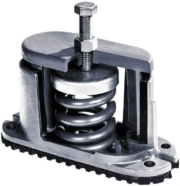 Mason Ind. - 5/8 x 4-1/2 Bolt Thread, 6-5/8" Long x 3-1/2" Wide x 5-5/8" High 1" Deflection Spring Mount - 2,650 Max Lb Capacity - Eagle Tool & Supply