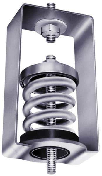 Mason Ind. - 115 Lb Capacity, 2" Deflection, HS-B, Vibration Control Hanger - 4" Long x 4-3/4" Wide x 7-1/4" High, 3/4" Max Rod Diam, 4-1/4" Lower Rod Penetration, Silver - Eagle Tool & Supply