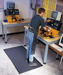 Wearwell - 12' Long x 3' Wide, Dry Environment, Anti-Fatigue Matting - Black, Vinyl with Vinyl Sponge Base, Rounded on 4 Sides - Eagle Tool & Supply