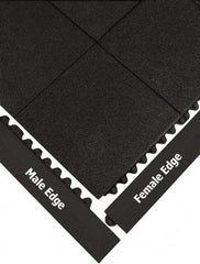 Wearwell - 39" Long x 3" Wide x 5/8" Thick, Anti-Fatigue Modular Matting Ramp Edge - Male, Black, For Dry & Wet Areas, Series 572 - Eagle Tool & Supply