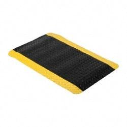 Wearwell - 3' Long x 2' Wide, Dry Environment, Anti-Fatigue Matting - Black with Yellow Borders, Vinyl with Nitrile Blend Base, Beveled on 4 Sides - Eagle Tool & Supply