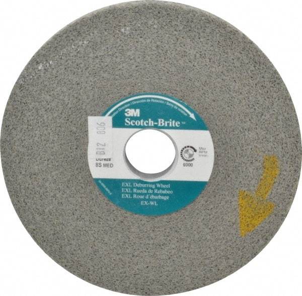 3M - 6" Diam, 1/2" Face Width, 1" Center Hole, Medium Grade, Silicon Carbide Deburring Wheel - Convolute, Hard Density 8 Grade, 6,000 RPM - Eagle Tool & Supply