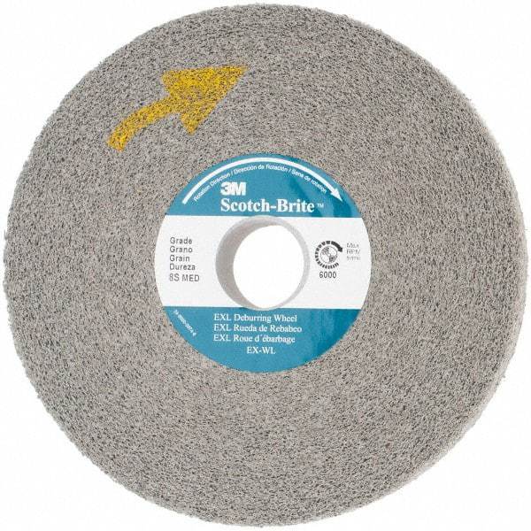 3M - 6" Diam, 1" Face Width, 1" Center Hole, Medium Grade, Silicon Carbide Deburring Wheel - Convolute, Hard Density 8 Grade, 6,000 RPM - Eagle Tool & Supply