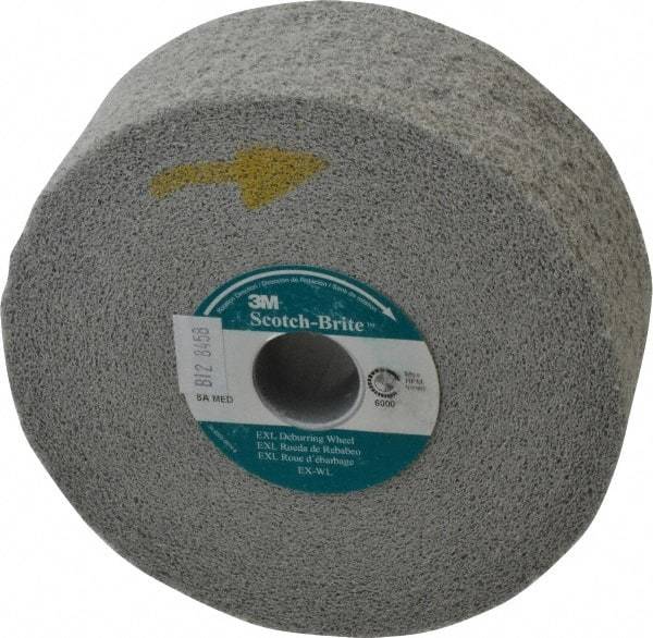 3M - 6" Diam, 2" Face Width, 1" Center Hole, Medium Grade, Aluminum Oxide Deburring Wheel - Convolute, Hard Density 8 Grade, 6,000 RPM - Eagle Tool & Supply
