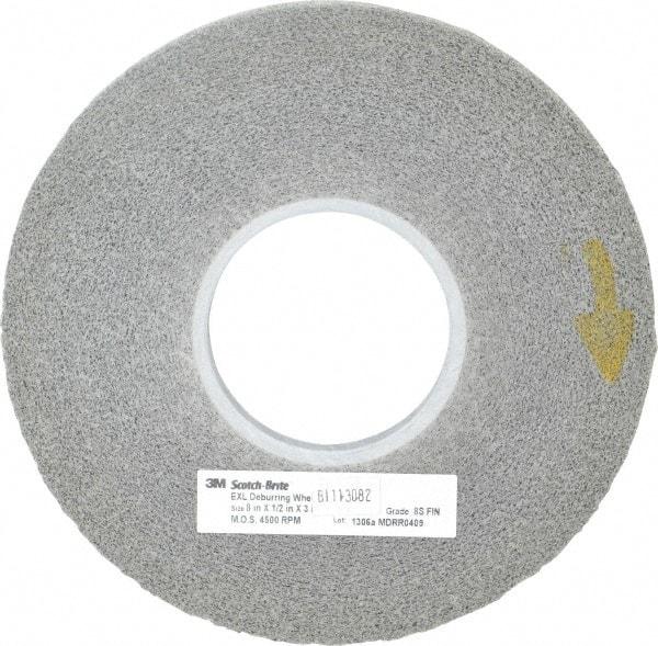 3M - 8" Diam, 1/2" Face Width, 3" Center Hole, Fine Grade, Silicon Carbide Deburring Wheel - Convolute, Hard Density 8 Grade, 4,500 RPM - Eagle Tool & Supply