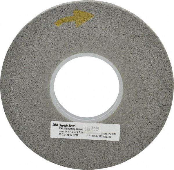 3M - 8" Diam, 1/2" Face Width, 3" Center Hole, Fine Grade, Silicon Carbide Deburring Wheel - Convolute, Hard Density 9 Grade, 4,500 RPM - Eagle Tool & Supply
