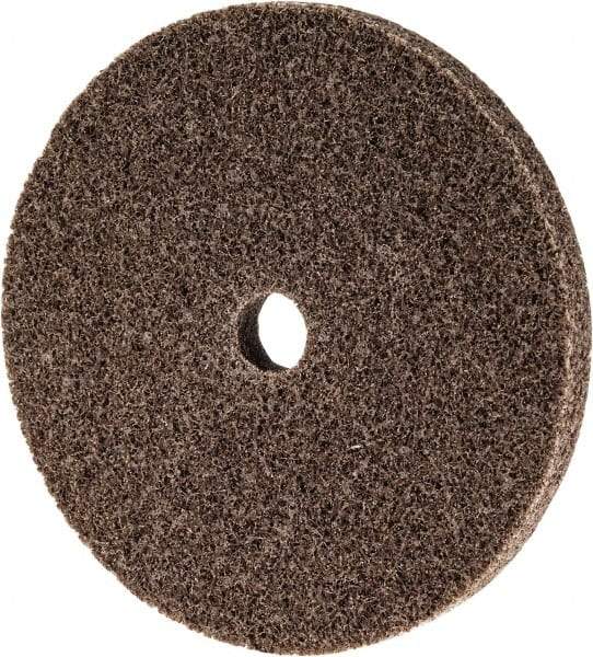 3M - 3" Diam, 1/4" Face Width, 3/8" Center Hole, Medium Grade, Aluminum Oxide Deburring Wheel - Unitized, Hard Density 8 Grade, 18,100 RPM - Eagle Tool & Supply