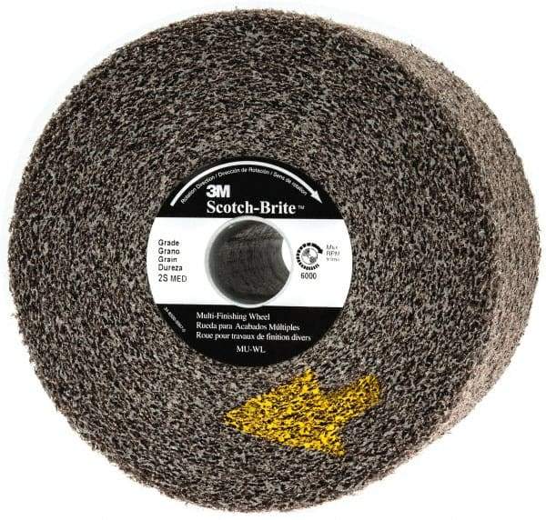 3M - 6" Diam, 4" Face Width, 1" Center Hole, Medium Grade, Silicon Carbide Deburring Wheel - Convolute, Soft Density 2 Grade, 6,000 RPM - Eagle Tool & Supply