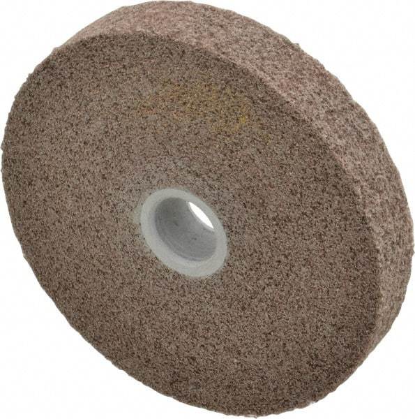 3M - 6" Diam, 1" Face Width, 1" Center Hole, Medium Grade, Aluminum Oxide Deburring Wheel - Convolute, Hard Density 7 Grade, 6,000 RPM - Eagle Tool & Supply