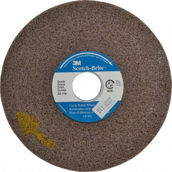 3M - 6" Diam, 1/2" Face Width, 1" Center Hole, Fine Grade, Aluminum Oxide Deburring Wheel - Convolute, Medium Density 5 Grade, 6,000 RPM - Eagle Tool & Supply