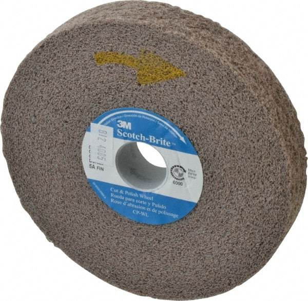 3M - 6" Diam, 1" Face Width, 1" Center Hole, Fine Grade, Aluminum Oxide Deburring Wheel - Convolute, Medium Density 5 Grade, 6,000 RPM - Eagle Tool & Supply