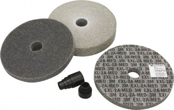 3M - 4 Piece Deburring Kit - 6" Diam Deburring & Unitized Wheels, Aluminum Oxide, 7500 RPM, Medium Grade - Eagle Tool & Supply