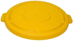 Rubbermaid - Round Lid for Use with 44 Gal Round Trash Cans - Yellow, Polyethylene, For Brute Trash Cans - Eagle Tool & Supply