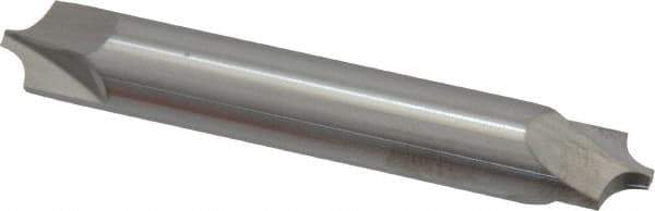 Accupro - 0.14" Radius, 3/8" Mill Diam, 2 Flute Solid Carbide Corner Rounding End Mill - Double End, Uncoated, 2-1/2" OAL, 3/8" Shank Diam - Eagle Tool & Supply
