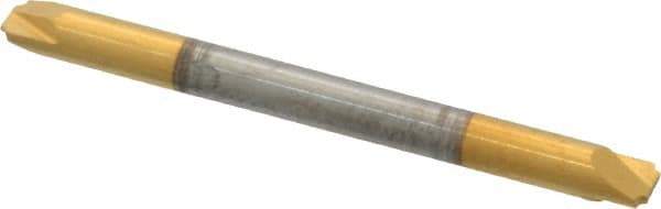 Accupro - 0.015" Radius, 1/8" Mill Diam, 2 Flute Solid Carbide Corner Rounding End Mill - Double End, TiN Finish, 1-1/2" OAL, 1/8" Shank Diam - Eagle Tool & Supply