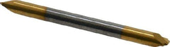 Accupro - 0.025" Radius, 1/8" Mill Diam, 2 Flute Solid Carbide Corner Rounding End Mill - Double End, TiN Finish, 1-1/2" OAL, 1/8" Shank Diam - Eagle Tool & Supply