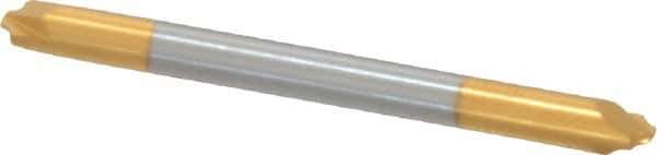 Accupro - 0.031" Radius, 1/8" Mill Diam, 2 Flute Solid Carbide Corner Rounding End Mill - Double End, TiN Finish, 1-1/2" OAL, 1/8" Shank Diam - Eagle Tool & Supply
