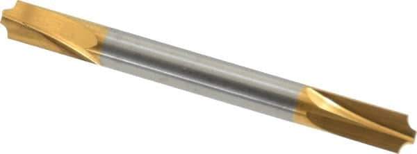 Accupro - 0.055" Radius, 3/16" Mill Diam, 2 Flute Solid Carbide Corner Rounding End Mill - Double End, TiN Finish, 2" OAL, 3/16" Shank Diam - Eagle Tool & Supply