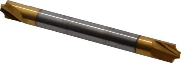 Accupro - 0.072" Radius, 1/4" Mill Diam, 2 Flute Solid Carbide Corner Rounding End Mill - Double End, TiN Finish, 2-1/2" OAL, 1/4" Shank Diam - Eagle Tool & Supply