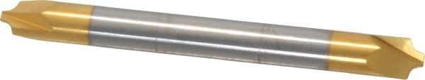 Accupro - 0.078" Radius, 1/4" Mill Diam, 2 Flute Solid Carbide Corner Rounding End Mill - Double End, TiN Finish, 2-1/2" OAL, 1/4" Shank Diam - Eagle Tool & Supply