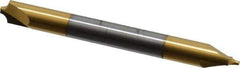 Accupro - 0.085" Radius, 1/4" Mill Diam, 2 Flute Solid Carbide Corner Rounding End Mill - Double End, TiN Finish, 2-1/2" OAL, 1/4" Shank Diam - Eagle Tool & Supply