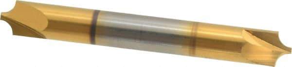 Accupro - 0.118" Radius, 5/16" Mill Diam, 2 Flute Solid Carbide Corner Rounding End Mill - Double End, TiN Finish, 2-1/2" OAL, 5/16" Shank Diam - Eagle Tool & Supply