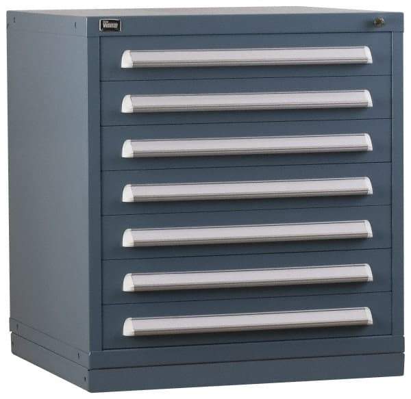 Vidmar - 5 Drawer, Preconfigured Modular Storage Cabinet - Steel, 30" Wide x 27-3/4" Deep x 33" High, Light Blue - Eagle Tool & Supply