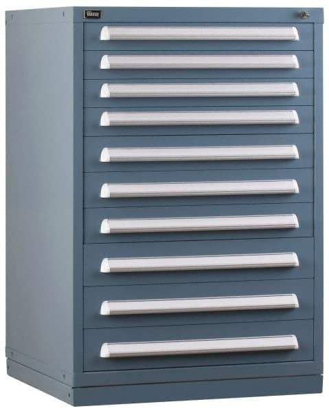 Vidmar - 10 Drawer, Preconfigured Modular Storage Cabinet - Steel, 30" Wide x 27-3/4" Deep x 44" High, Light Blue - Eagle Tool & Supply