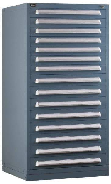 Vidmar - 11 Drawer, Preconfigured Modular Storage Cabinet - Steel, 30" Wide x 27-3/4" Deep x 59" High, Light Blue - Eagle Tool & Supply